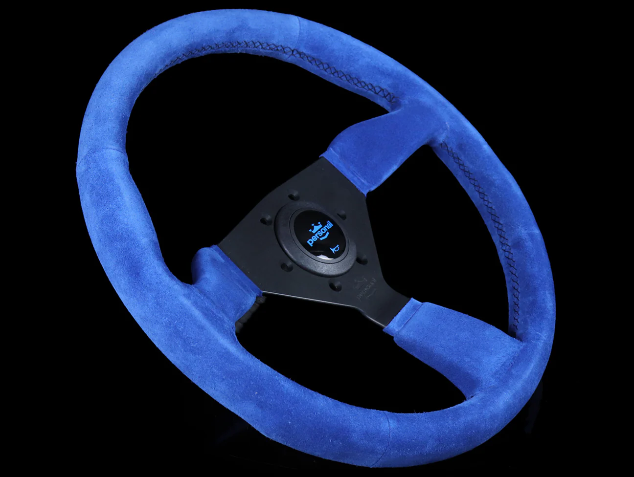 Personal Neo Grinta 350mm Steering Wheel - Blue Suede / Black Spokes / Black Stitch - Image 2