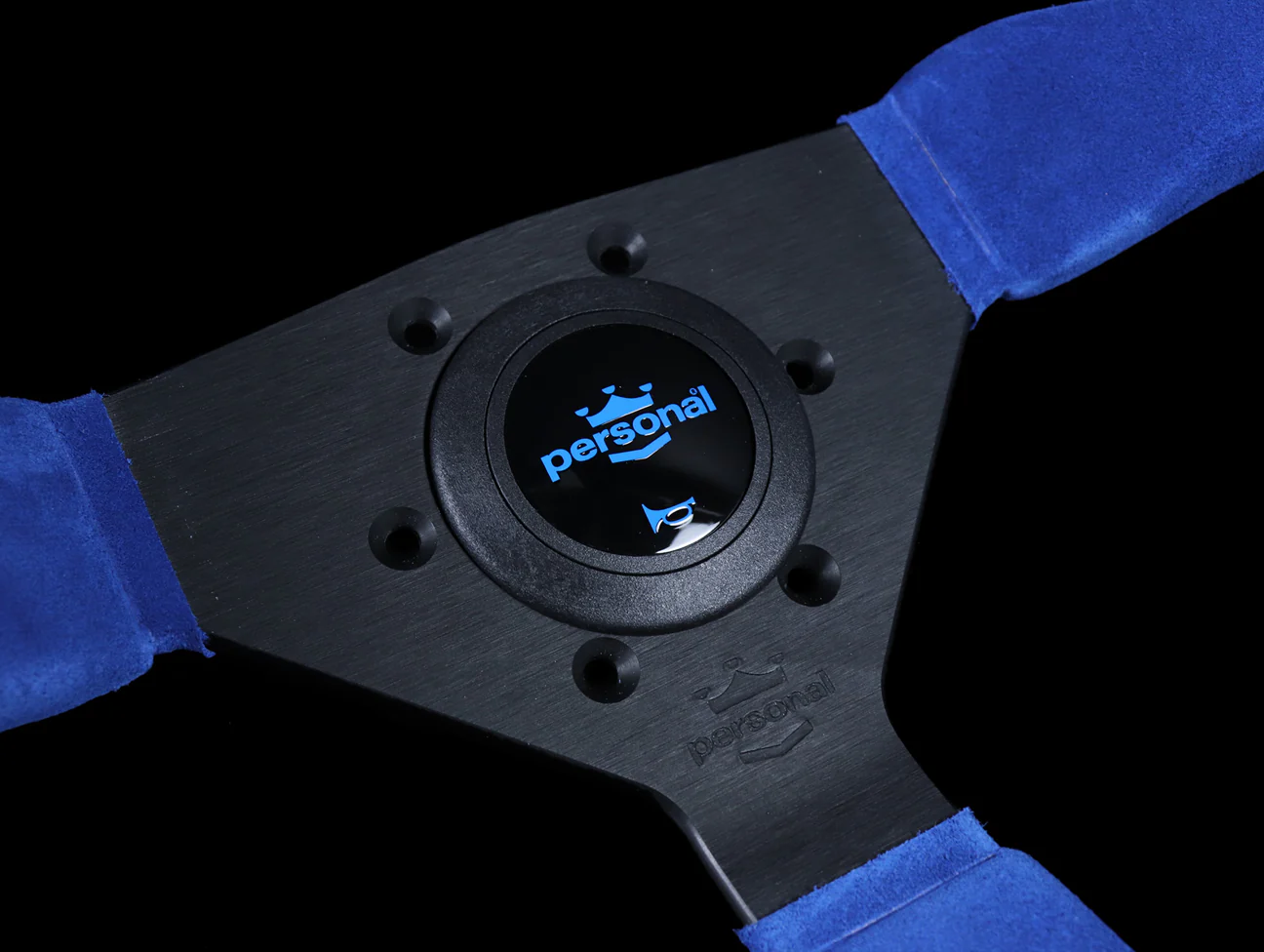 Personal Neo Grinta 350mm Steering Wheel - Blue Suede / Black Spokes / Black Stitch - Image 3