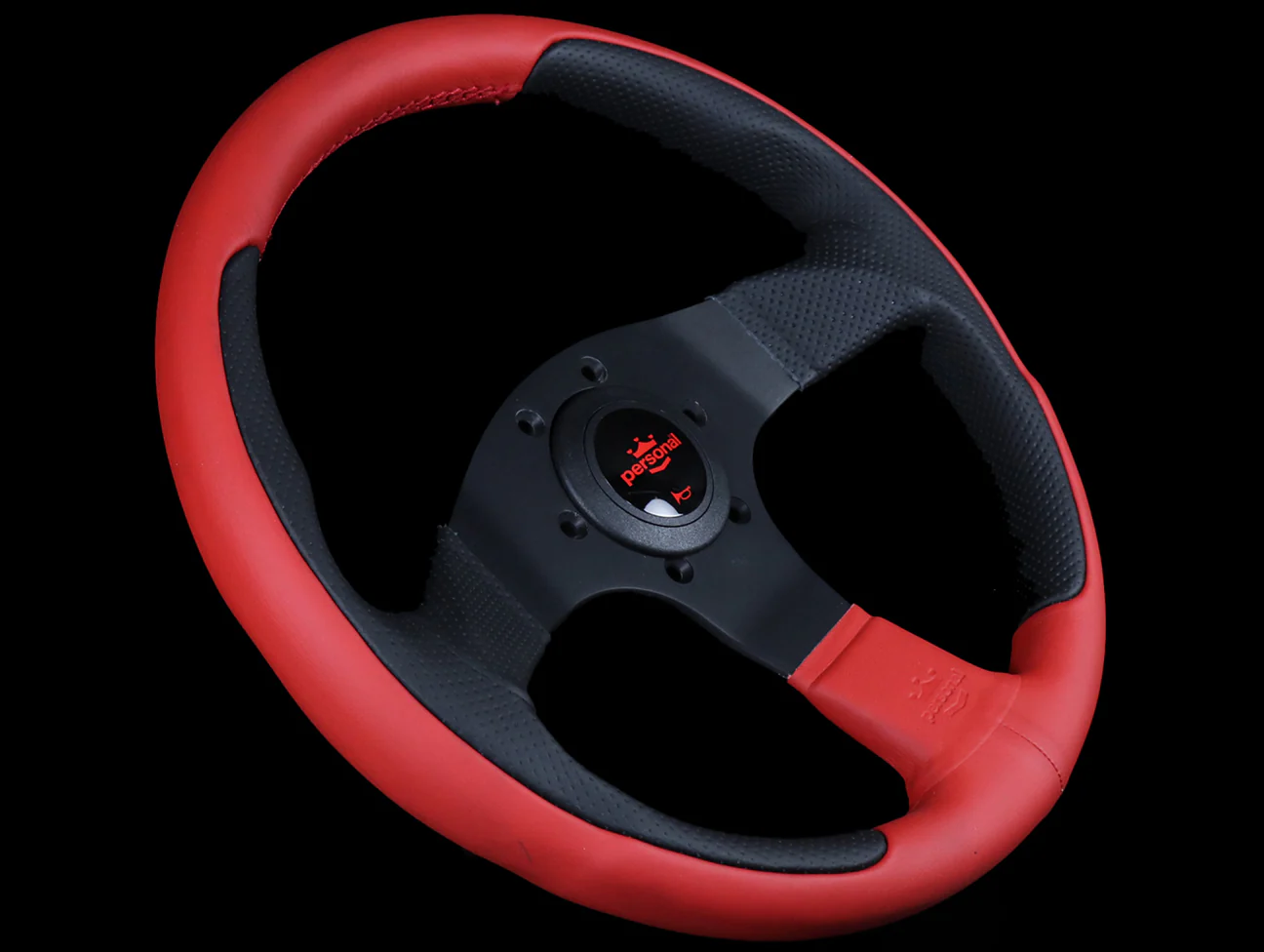 Personal New Racing Line 320mm Steering Wheel - Red / Black Leather Combo - Image 2