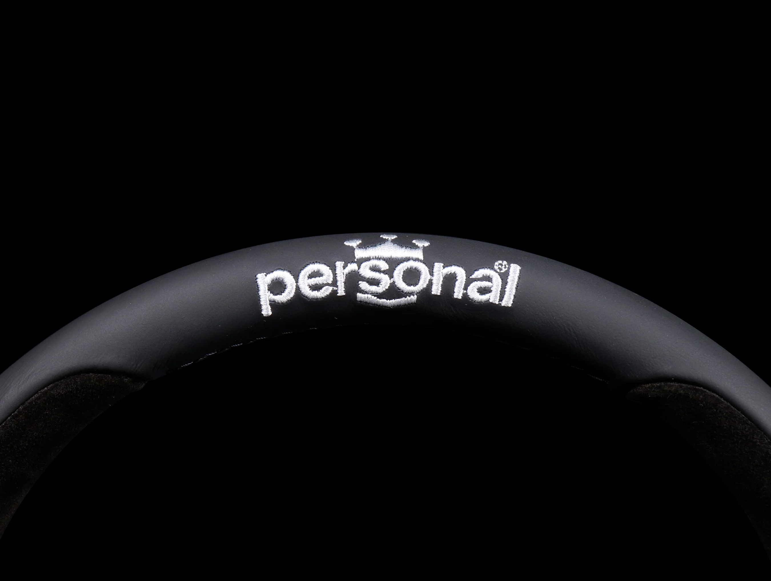Personal Pole Position 330mm Steering Wheel - Black Leather / Black Suede w/ Black Stitch (Embroidered Logo) - Image 6