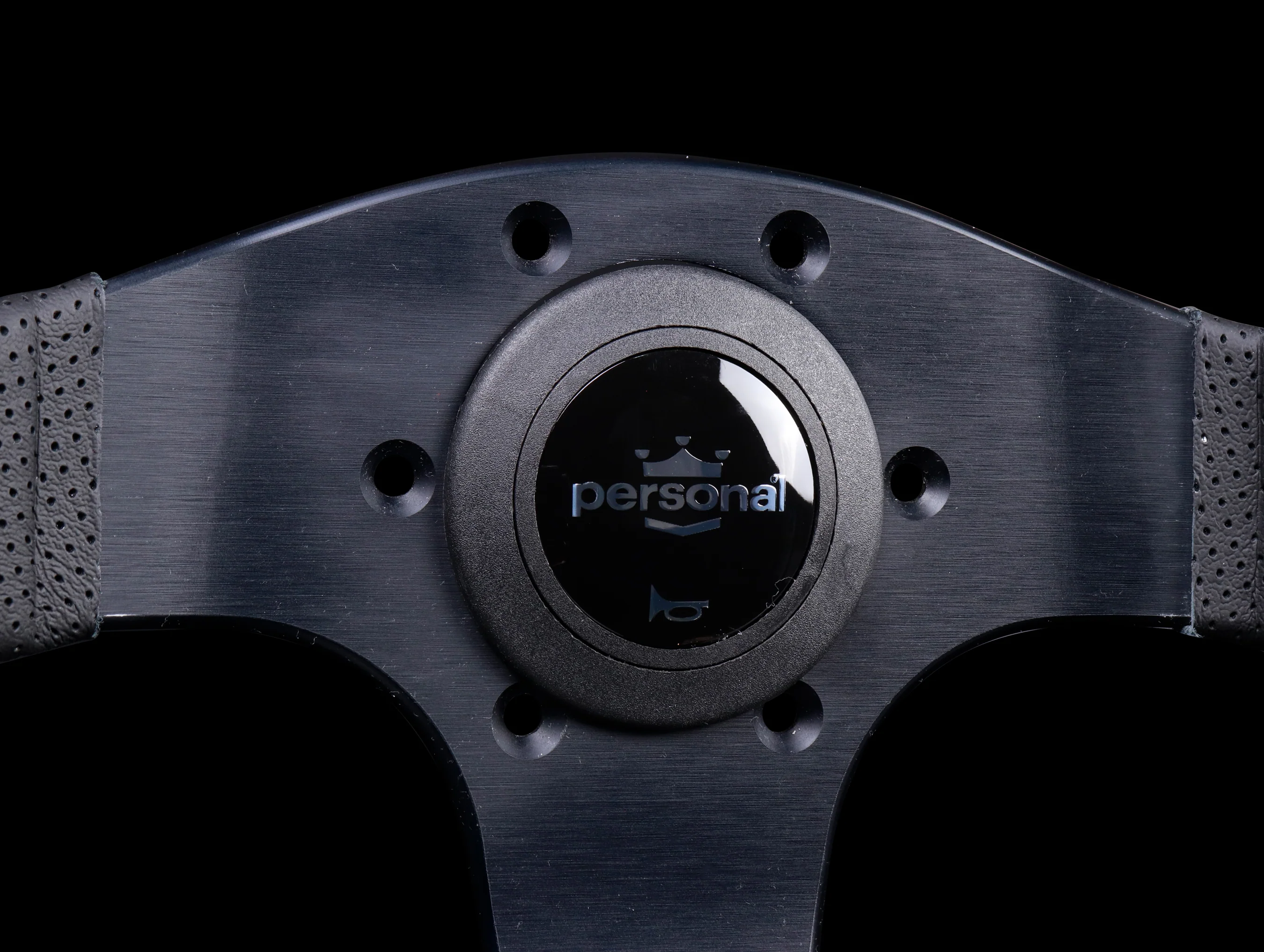 Personal Pole Position 330mm Steering Wheel - Black Perforated Leather w/ Black Stitch (Embroidered Logo) - Image 3