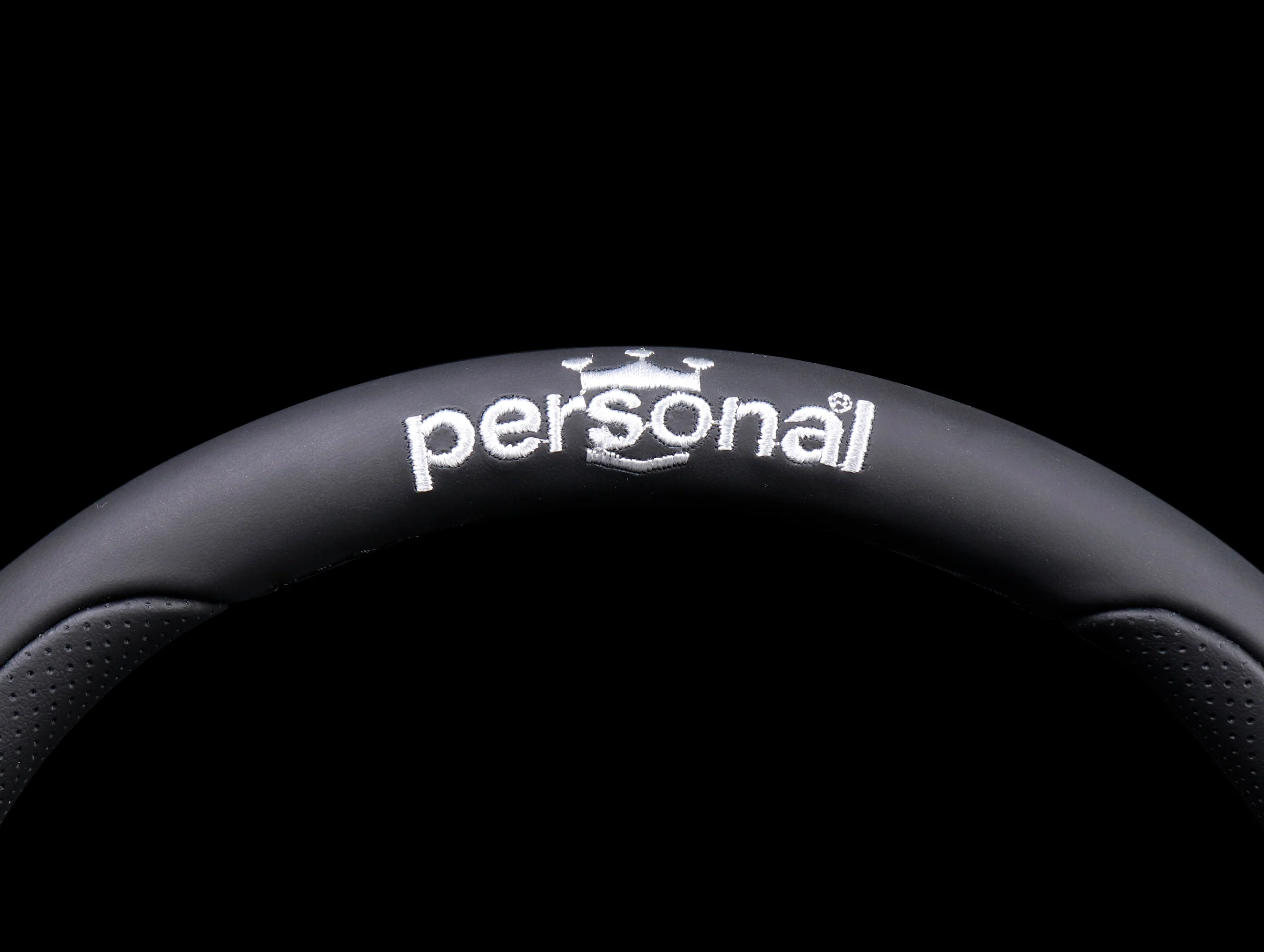 Personal Pole Position 330mm Steering Wheel - Black Perforated Leather w/ Black Stitch (Embroidered Logo) - Image 6
