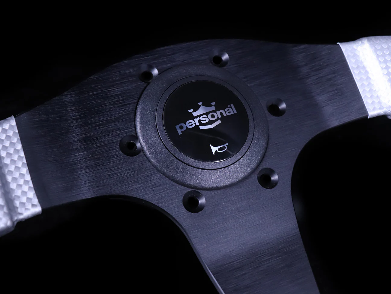 Personal Pole Position 350mm Steering Wheel - Black & Inox Silver Leather - Image 3