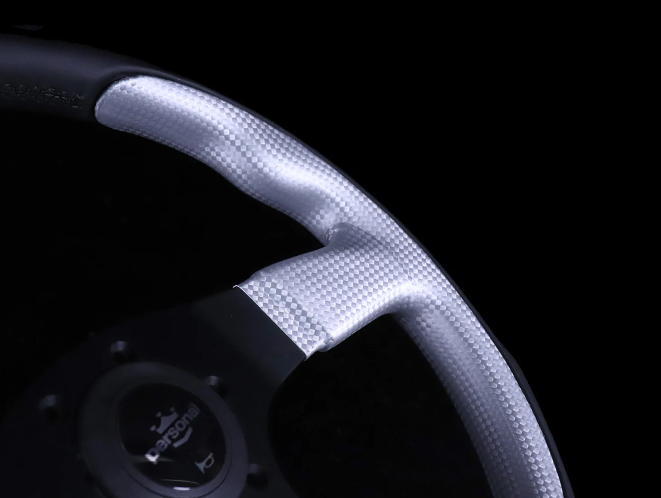 Personal Pole Position 350mm Steering Wheel - Black & Inox Silver Leather - Image 4