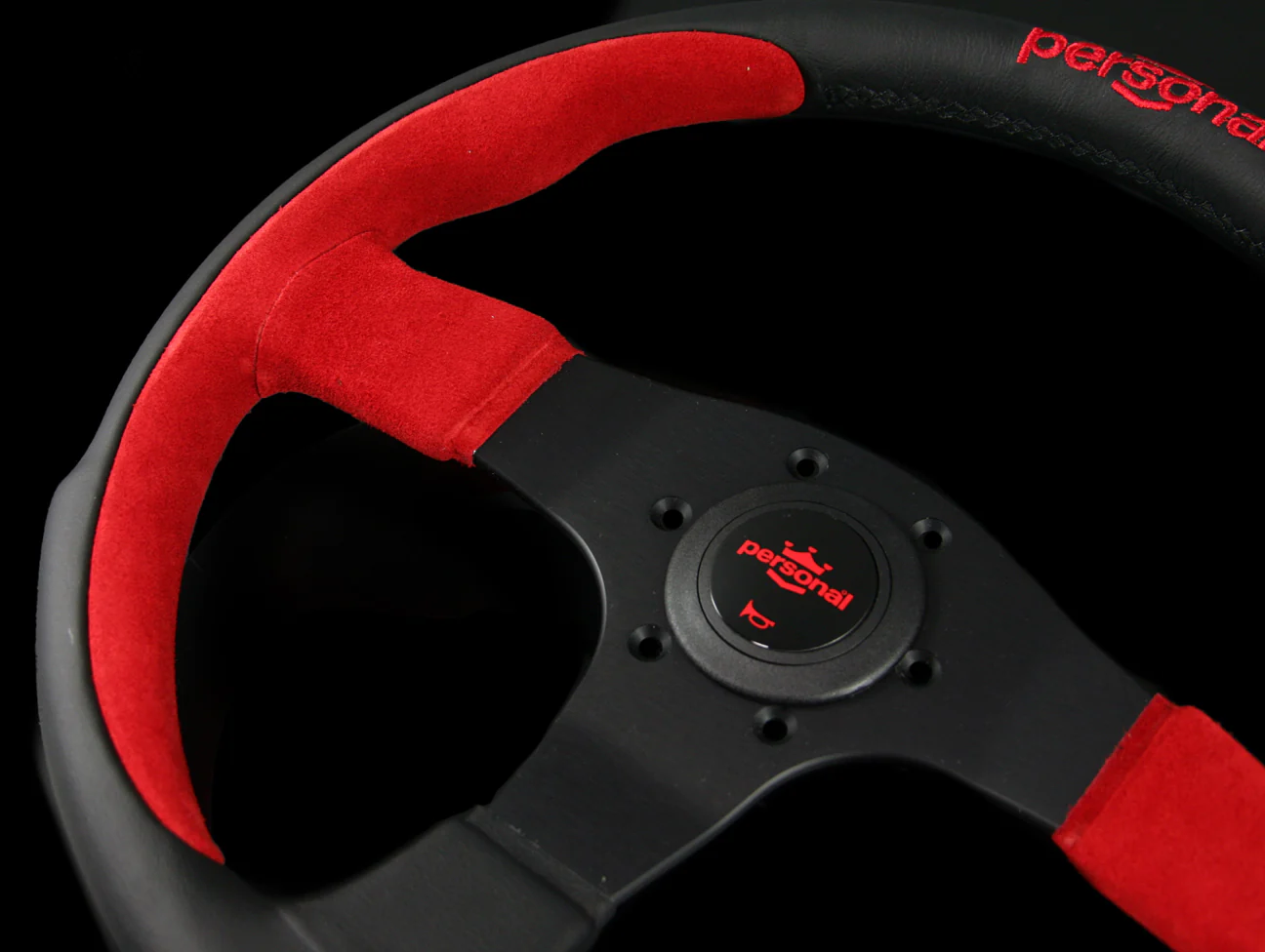 Personal Pole Position 350mm Steering Wheel - Black & Red Leather - Image 3