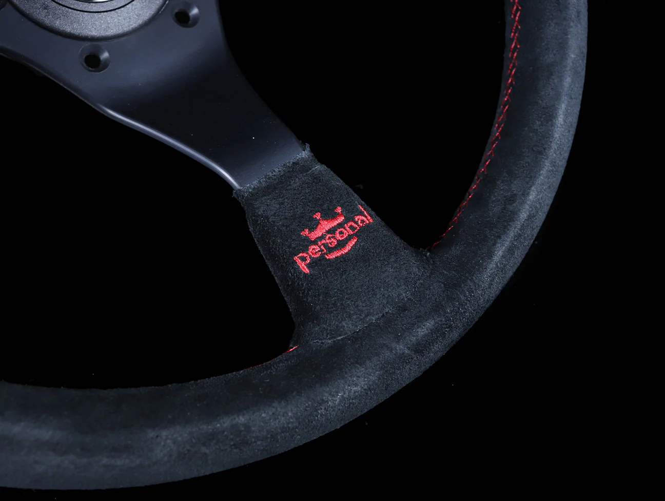 Personal Trophy 350mm Steering Wheel - Black Suede / Red Stitch - Image 5