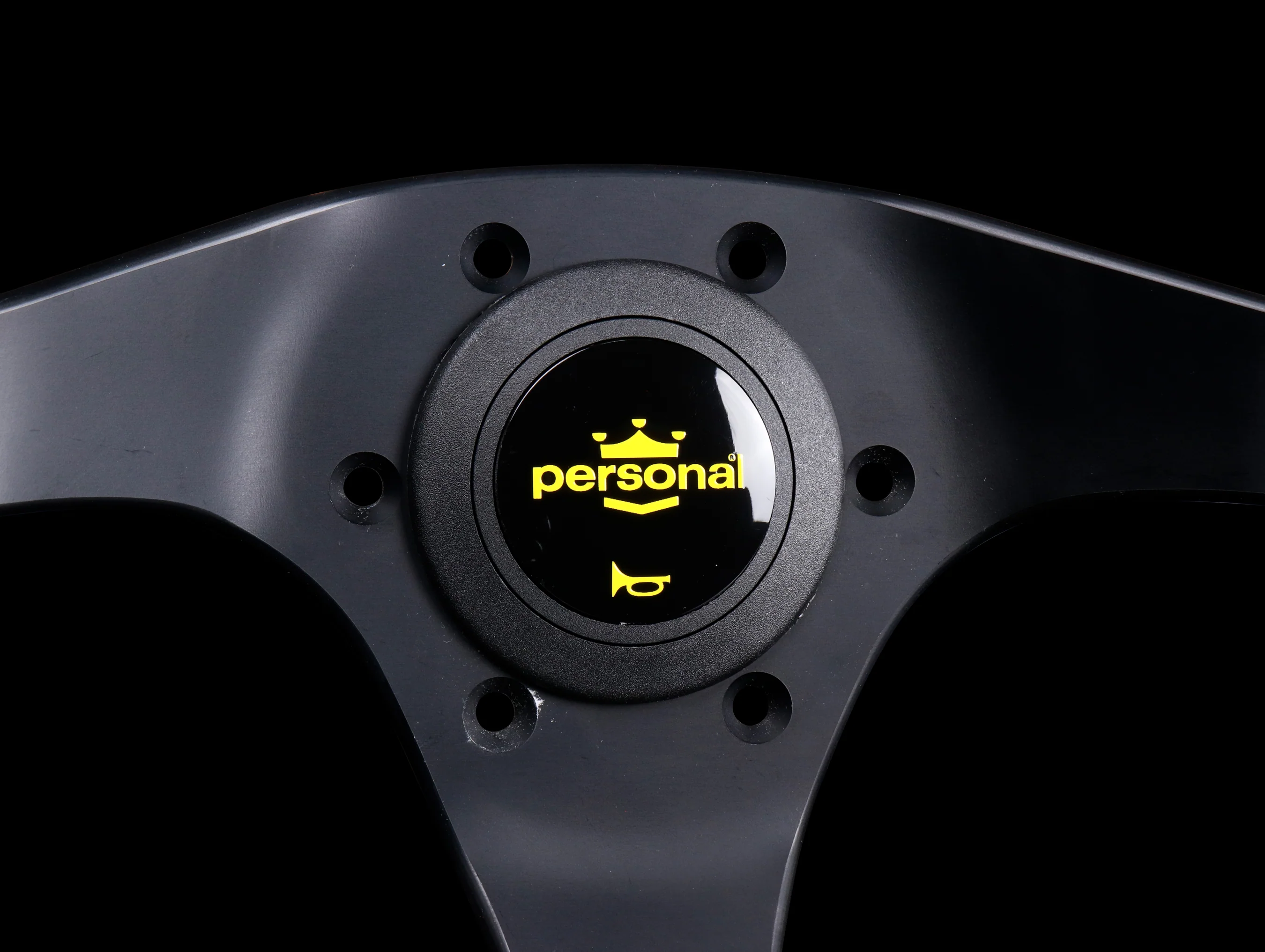 Personal Trophy 350mm Steering Wheel - Black Suede / Yellow Stitch - Image 3