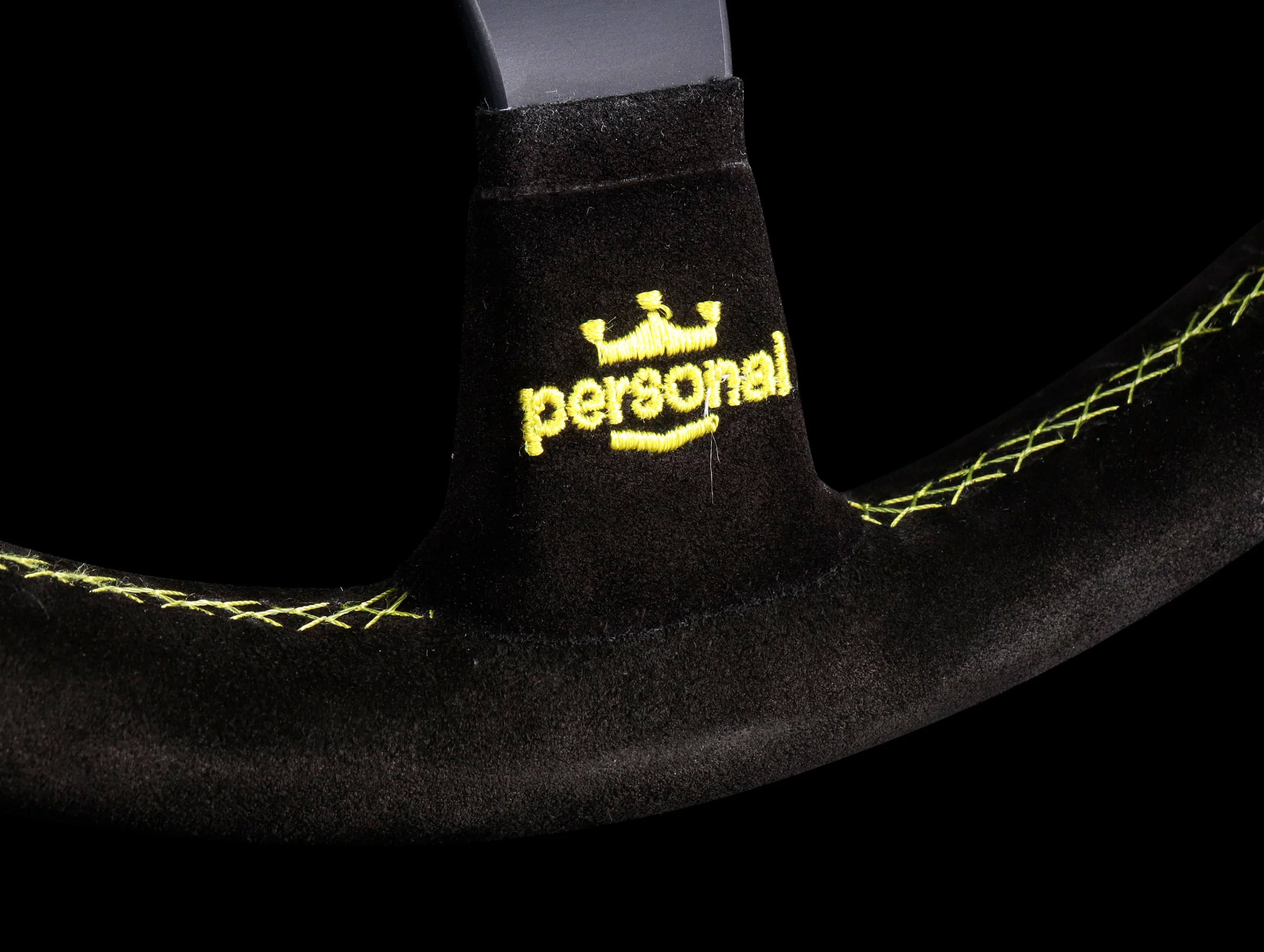 Personal Trophy 350mm Steering Wheel - Black Suede / Yellow Stitch - Image 5
