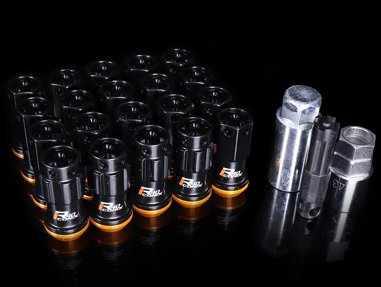 Project Kics R40 Iconix Extended Lug Nuts With Locks - Black M14x1.50 - Image 2