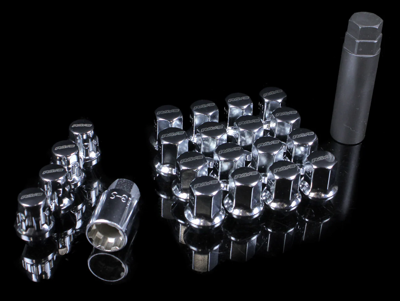 RAYS 17 Hex Lug Nuts and Lock Set - Chrome - Image 2