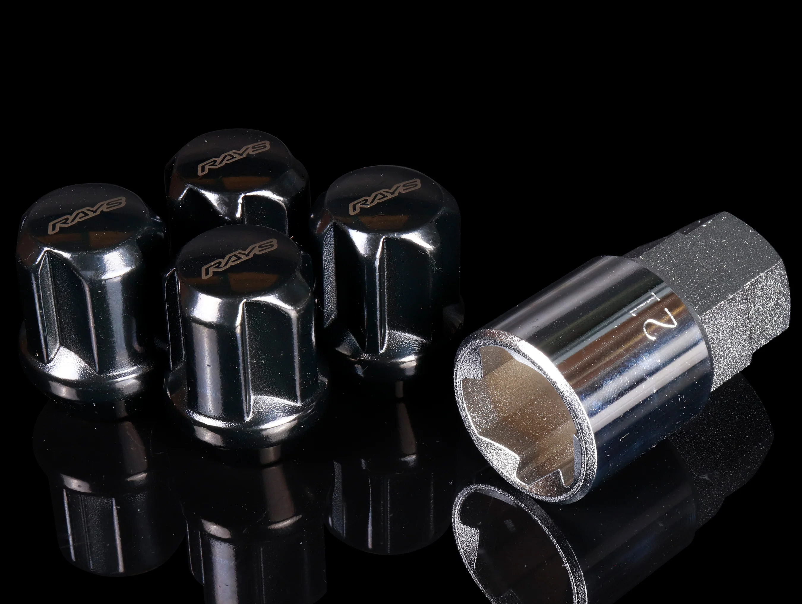 RAYS 19 Hex L31 Lugnut And Lock Set 6H - Black - Image 4