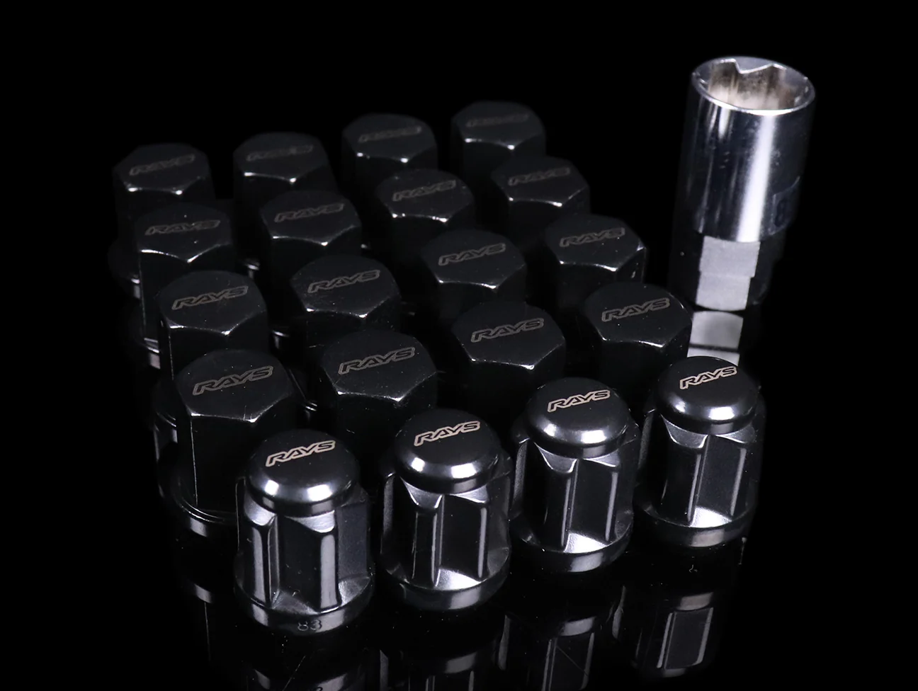 Rays 19 Hex Lug Nut & Lock Set - Black M14x1.50 - Image 2