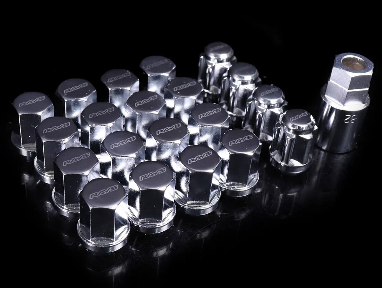Rays 19 Hex Lug Nut & Lock Set - Chrome M14x1.50 - Image 2