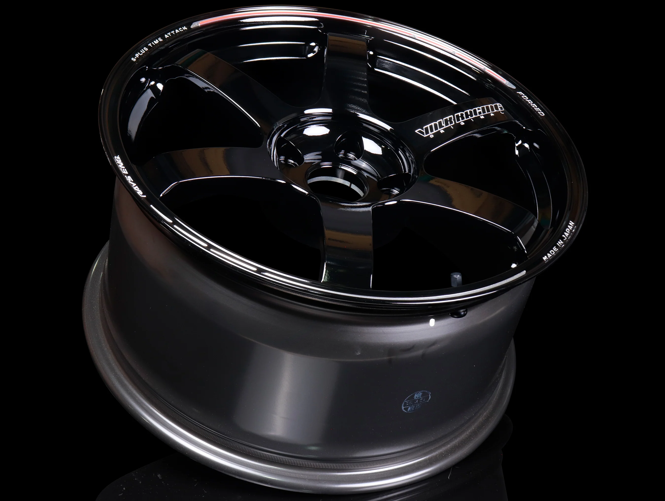 Volk Racing TE37 Saga S-Plus Time Attack Wheels - Black/Redot / 18x9.5 / 5x120 / +38 - Image 3