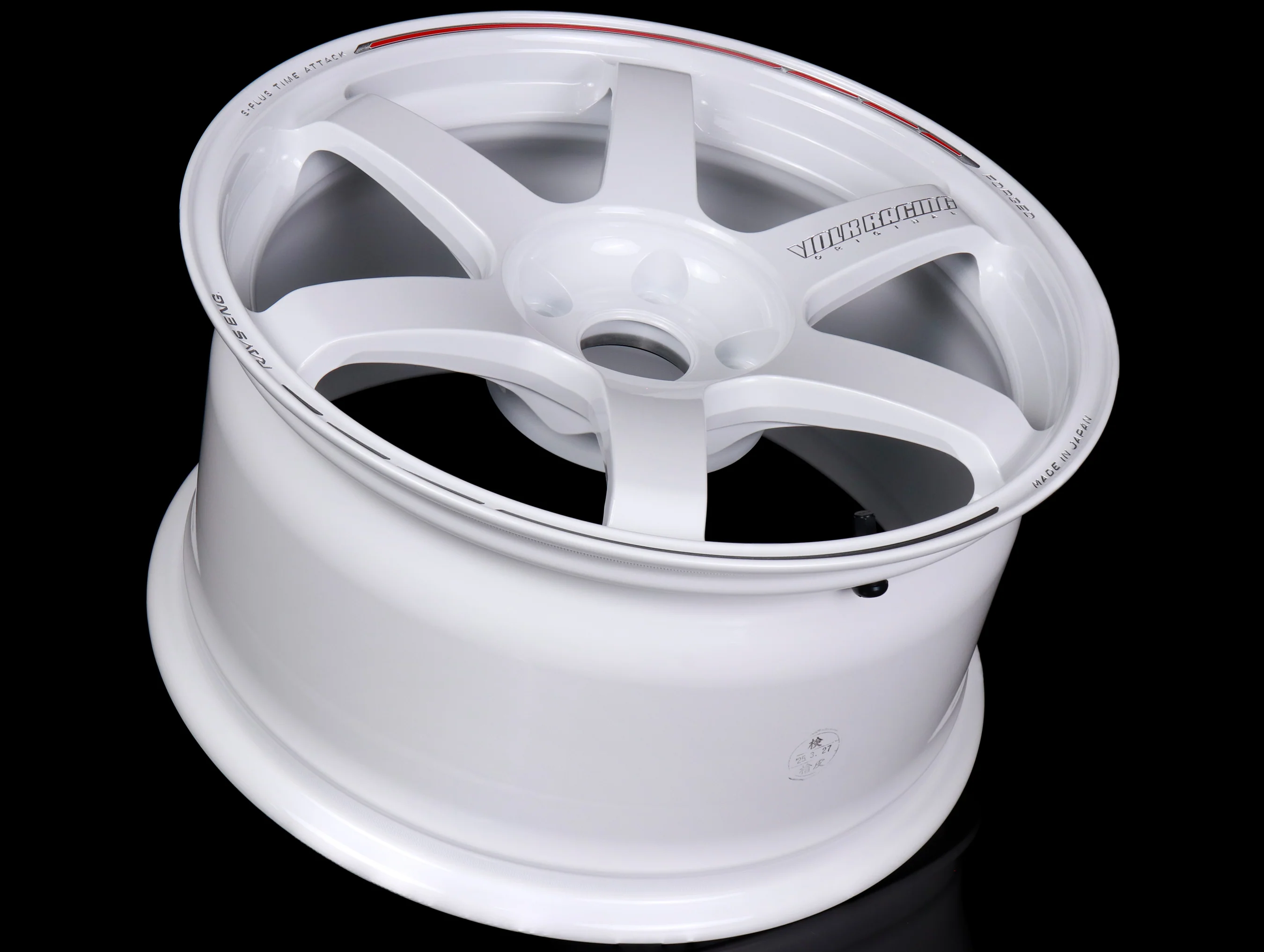 Volk Racing TE37 Saga S-Plus Time Attack Wheels - White/Redot / 18x9.5 / 5x120 / +38 - Image 3