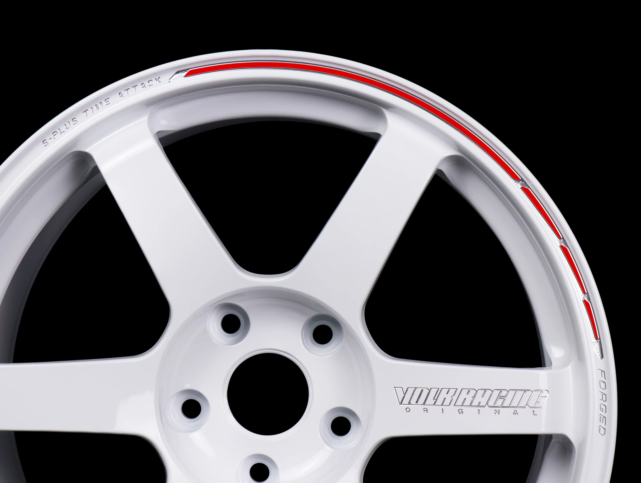 Volk Racing TE37 Saga S-Plus Time Attack Wheels - White/Redot / 18x9.5 / 5x120 / +38 - Image 8