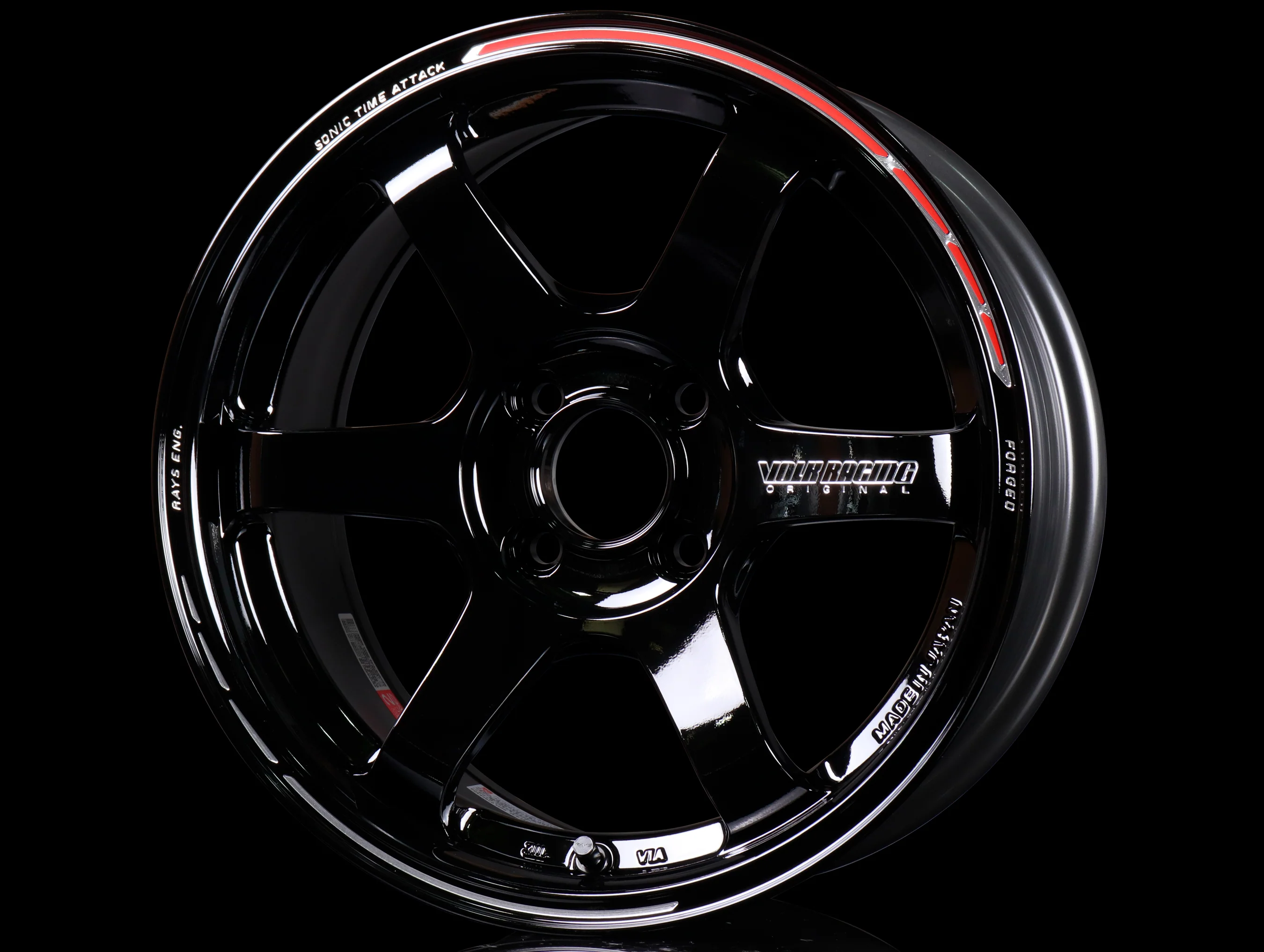 Volk Racing TE37 Sonic Time Attack Edition Wheels - Gloss Black 15x7 / 4x100 - Image 2