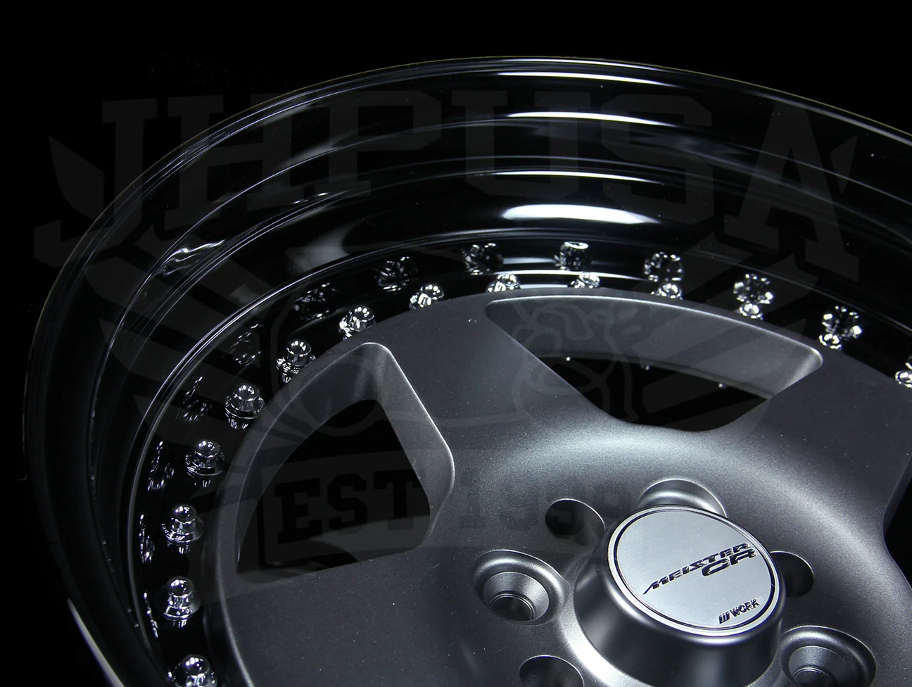 Work Meister CR 01 3-Piece Wheel - Gunmetal w/ Black Lip 15x8 / 4x100 - Image 4