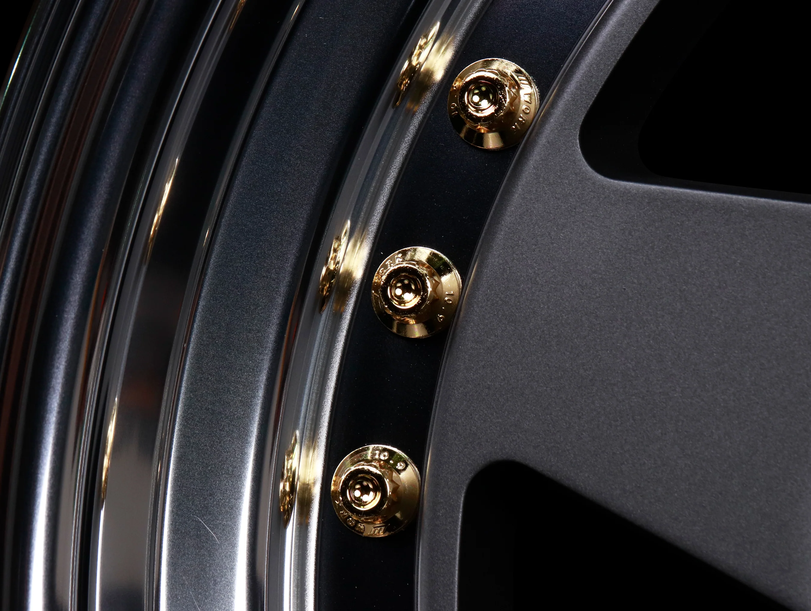 Work Meister CR 01 3-Piece Wheels - Matte Gunmetal w/ Polished Lip + Gold Hardware - 15x8 / 4x100 - Image 6